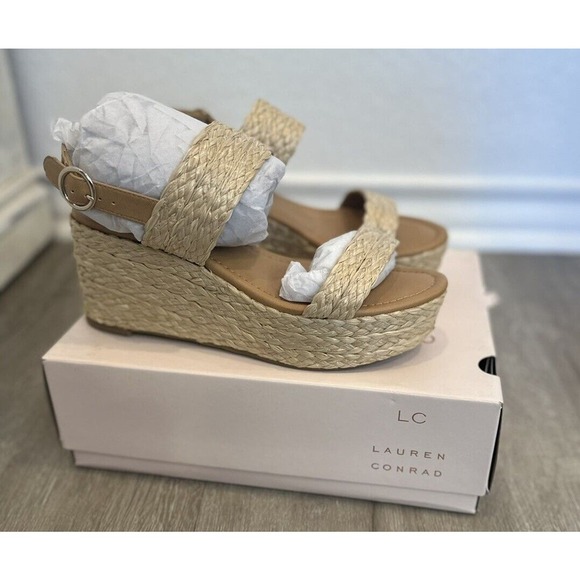 LC Lauren Conrad Tan Wedge Heels - Picture 1 of 7